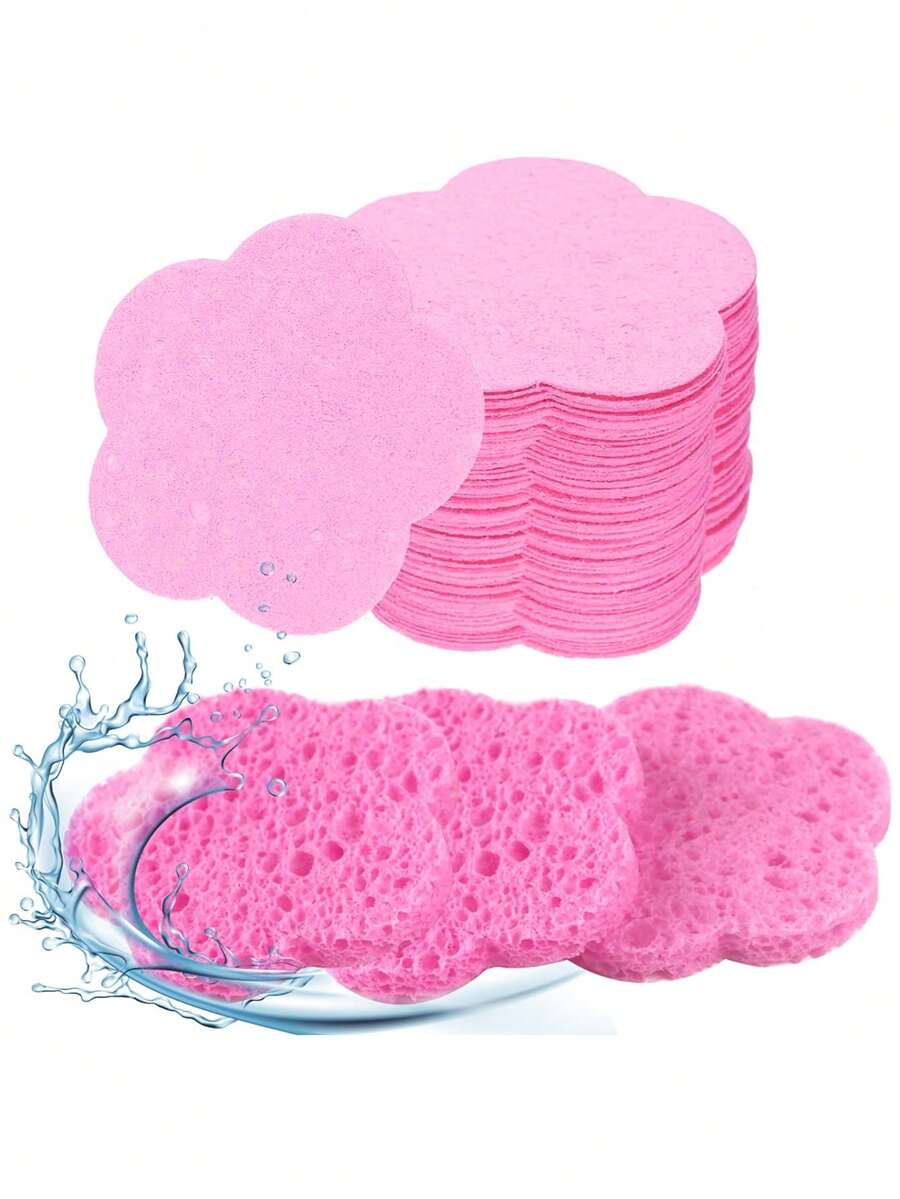 Compressed Cellulose Heart Shape Facial Sponges Natural Cosmetic Spa Sponges Reusable For Facial Cleansing Exfoliating