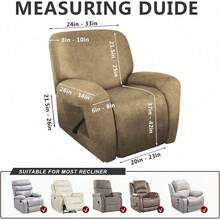 Trugenix-Recliner Sofa Covers - Leather Like Recliner Sofa Covers 3 Seater Recliner Couch Covers For 3 Cushion Couch 8 Pieces Washable Stretch Reclining Sofa Slipcovers (Brown)-GP - 01-芥末 - 查看 2