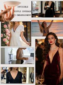 2PCS Nipple Covers For Women Sticky Bra Waterproof Silicone Nipple Pasties Reusable Invisible Bra Seamless Strapless Self Adhesive Sticky Bras Vacation Outfits Wedding Dress Lingerie - Multicolor - View 5