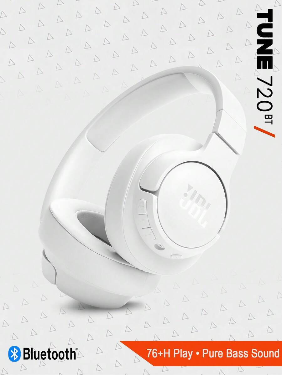 JBL TUNE 720BT 无线头戴式耳机，纯正低音音质。超长续航，音乐游戏两相宜，包耳式设计，全天佩戴舒适。