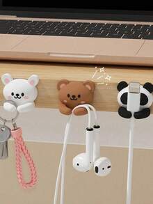 1/3个装桌面理线夹，自粘式线缆整理器，适用于桌面、床头、墙面、汽车、宿舍和办公室，可爱耳机线收纳夹，免钻孔理线器，返校季理线配件 - 彩色 - 查看 4