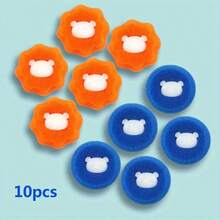 10个装可重复使用宠物毛发去除球 - 自动绒毛收集器，适用于衣物和洗衣机，蓝橙配色，猫毛和绒毛过滤器 | 洗衣机宠物毛发去除器 - 彩色 - 查看 6