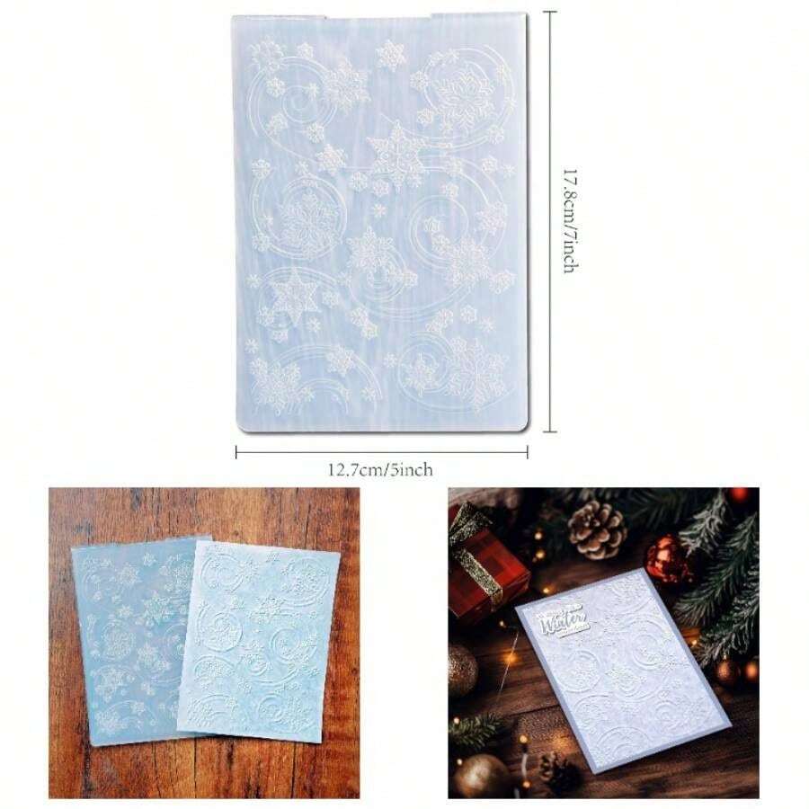 3D Snowflakes Textured Plastic Embossing Folders Card Making Or Journaling 3 D Merry Embossing Folder Paper Crafting Home Decoration 5 Inchx7 Inch - Xmas Ornaments - View 1