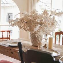 Artificial Fall Coral Leaves Stems 8 PCS, Fall Decorations For Indoor Outdoor Halloween Than1ks 1giving Farmhouse Arrangement Decorations For Front Door Wedding Centerpieces In Autumn - 珊瑚葉(米色) - 查看 3