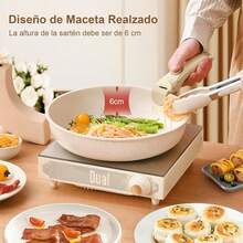 GMK Juego de Ollas y Sartenes de 11 Piezas, Bateria de Cocina Juego de Sartenes Antiadherentes con Mangos Desmontables, Juego de Sartenes Fácil de Limpiar (Crema Blanco 01) - Crema Blanco 01 - Ver 7