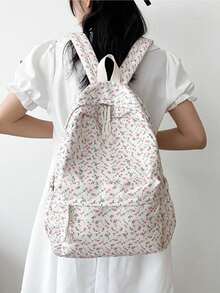 Versatile Minimalist Ditsy Floral Print Backpack - Multicolor - View 3