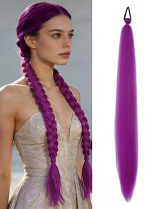 Tóc giả bện màu hồng cánh sen với dây chun co giãn, kiểu đuôi ngựa màu hồng, chất liệu tổng hợp, phù hợp cho nữ giới, Halloween, lễ hội âm nhạc, tiệc tùng, cosplay, ngày lễ và các dịp lễ khác. - Màu đỏ tím - Xem 8