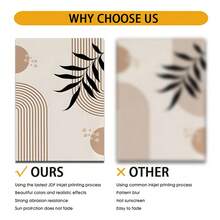 极简波西米亚风墙面艺术三件套 - 黑白抽象植物印花，可选带框/不带框，打造卧室、办公室或客厅的禅意画廊墙 - 彩色 - 查看 6