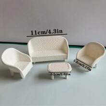 4pcs Mini Coffee Table & Chair Decor Set, Suitable For Kitchen & Bedroom - Perfect Holiday Gift (Christmas & New Year), No Electricity Needed, Bedroom Decor, Adorable Mini, Compact Furniture, Handmade Texture, Exquisite Design, Compact Home Decor, Ideal For Holiday Shoppers And Doll Collectors.