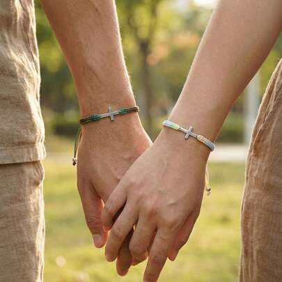 1PC Fashion Simple Cross Bracelet, Multi-Color Woven Cross Bracelet, Adjustable Woven Bracelet, Stackable Bracelet, Rainbow Woven Cross Bracelet, Lucky Bracelet, Couple Bracelet, Sisters Bracelet, Valentine's Day Gift, Teacher's Day Gift, Anniversary Gift