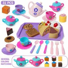 Little Girl Tea Party Set, Pretend Afternoon Tea Dessert Teapot Set, Princess Tea Time Playing Teapot Kitchen Toys, Easter Gifts For Children's Birthdays - Multicolor - View 9