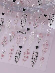 ملصقات أظافر بتصميم قلب حلو ولامع لعيد الحب 3D، قطعتان بتصميمات قلب أسود وأبيض وزهري، وزهرة وورود وشرائط دانتيل، ملصقات لاصقة ذاتيًا بتصميم عيد الحب، مناسبة لتزيين الأظافر في المناسبات والأعياد والزفاف، هدايا للنساء والفتيات - متعدد الألوان - مشاهدة 7