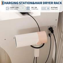 Mesa de tocador con espejo, luces LED y enchufe para estación de carga de maquillaje, 2 cajones, estantes abiertos, 3 modos de color, brillo ajustable, mesa de maquillaje para dormitorio - Blanco - Ver 3