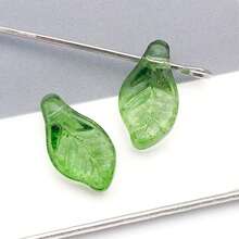 20/50颗7*12毫米金边迷你月桂叶，捷克风格玻璃散珠，用于手工DIY手链和项链配件。 - 樹葉 - 查看 15