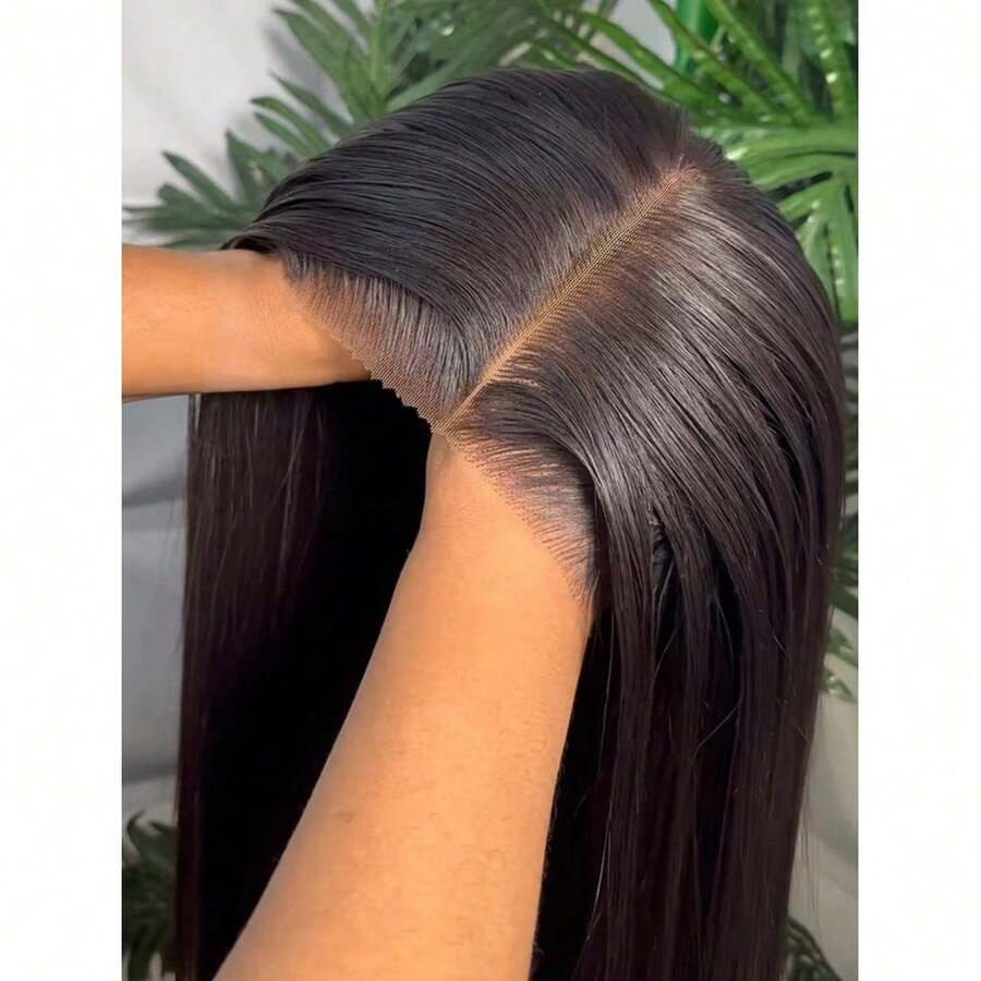 13x4 Glueless  Wig  Human Hair Black Wig - 250% Density Natural Color Straight Hair - Pre-Plucked Hairline And Baby Hairs - Ready To Wear No Glue For Women