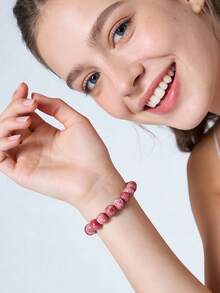 1条8毫米波西米亚风手工粉色宝石手链，缓解焦虑手链，焦虑脉轮保护手链，带来内心平静的宝石，疗愈水晶念珠手链