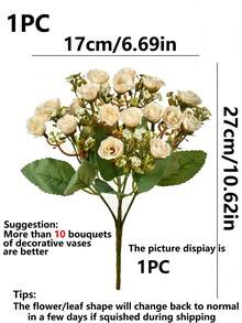 1支10.62英寸人造丝玫瑰，仿真花，情人节礼物，逼真花卉，适合早午餐、DIY婚礼花束、派对、家居客厅、厨房、花园、酒店、办公室、Rama装饰、情人节礼物、感恩节装饰、DIY花环、礼品、桌面摆件、生日装饰、室内/室外装饰、散装仿真塑料花、花瓶装饰、农舍家居装饰、波西米亚风婚礼 - 乳白色 - 查看 3
