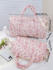 1pc Pink Printed Children's Travel Bag Features A Convenient Handle And Crossbody Strap, Making It Lightweight And Easy To Carry. It Can Be Hung On A Suitcase Or Worn Crossbody. Made From Easy-To-Clean Materials, This Stylish And Lightweight Children's Travel Organizer Can Hold Children's Daily Necessities, Changes Of Clothes, Socks, Shoes - Multicolor - View 12