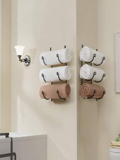Wall-Mounted Towel Rack, Metal Wine Rack, Bathroom Towel And Clothing Storage Organizer Rack, Bathroom Vanity Towel Rack, Bathroom Gym Towel Rack, Home Storage Organizer Rack, Kitchen Accessories, Bathroom Accessories