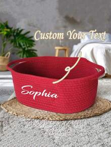 Customized Foldable Handwoven Storage Basket, Personalized Handwoven Storage Basket, Can Be Printed With Name/Logo, Suitable For Storing Cosmetics, Toys, Pet Supplies, Remote Controls, Etc., Can Be Used In Bedroom, Living Room, Ideal Gift For Valentine's Day, Baby Crib Accessories. High-Quality Custom, Personalized Design, Ideal Gift For Daughter, Student, Son's Graduation, Home, Office, Back To School, Showcasing Elegant Lifestyle. - Multicolor - View 1