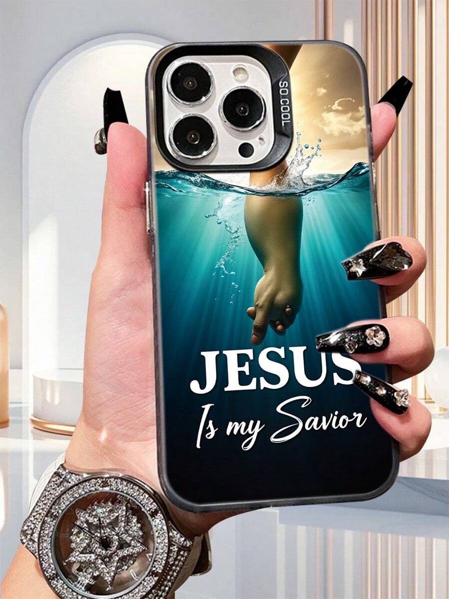 Christian Jesus Is My Savior Print Phone Case For IPhone  Religious Style Protective Cover For Women Men - Silver - View 1