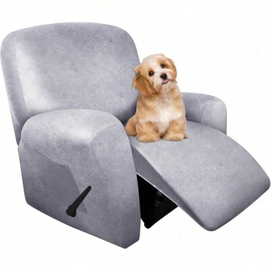 Trugenix-Recliner Sofa Covers - Leather Like Recliner Sofa Covers 3 Seater Recliner Couch Covers For 3 Cushion Couch 8 Pieces Washable Stretch Reclining Sofa Slipcovers (Brown)-GP - 01-大理石紋理 - 查看 1