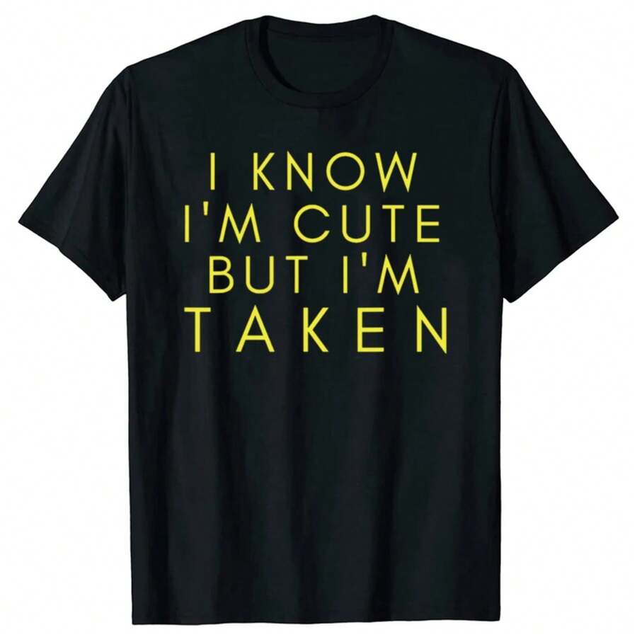 Camisetas divertidas "Lo siento, estoy comprometido/a" para parejas, camisetas casuales de moda para hombres, 100% algodón, camiseta holgada y de gran tamaño - Negro - Ver 1