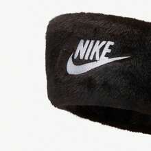 Nike Faux Mink Fleece Sports Casual Headband Sweatband, Elastic, Black, Unisex. - Black - View 4