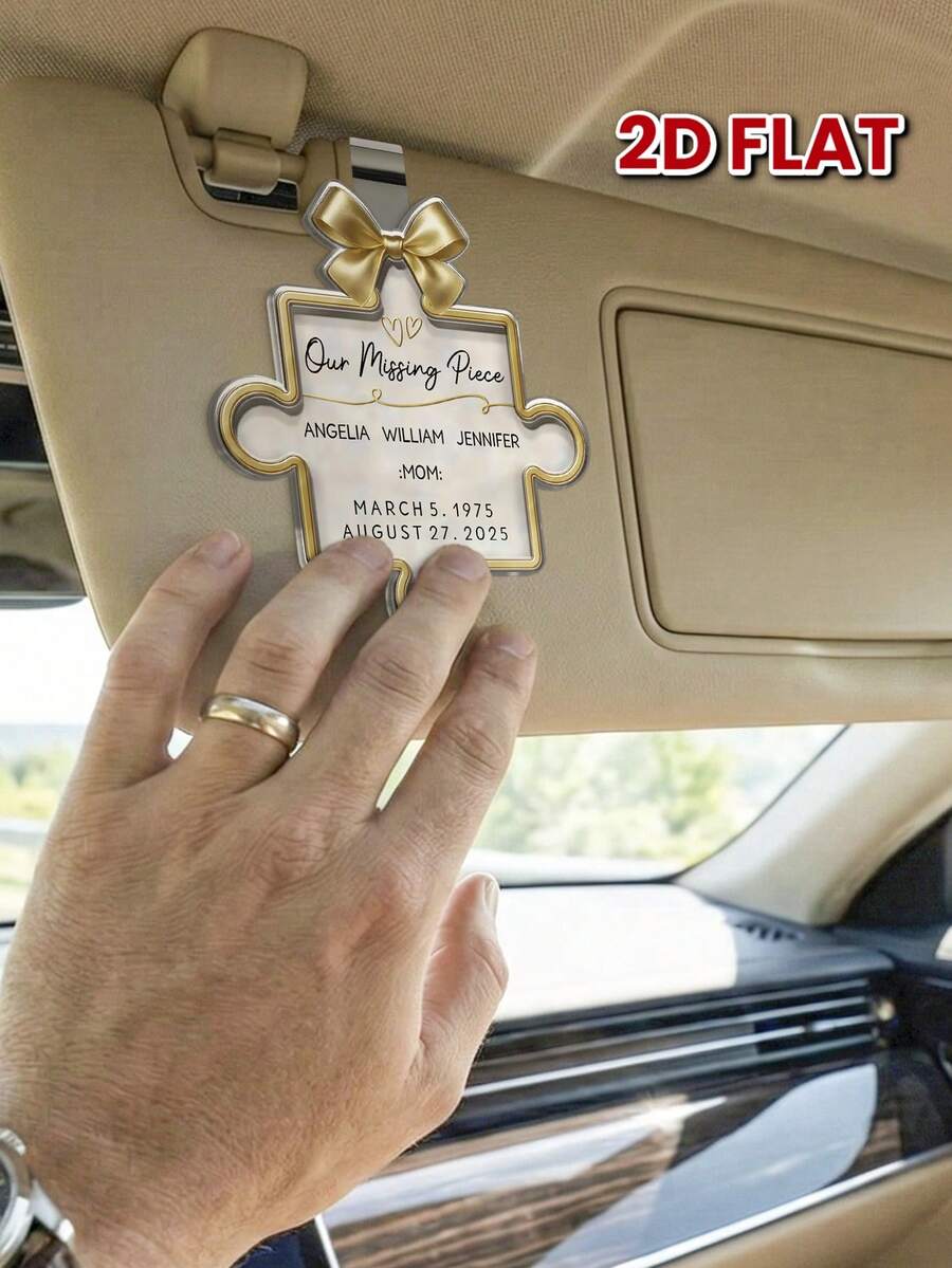 Catygift Customized Puzzle-Shaped Memorial Car Sticker, Personalized Memorial Gift, Gift For Grieving Friends, Sticker To Commemorate Deceased Loved Ones, Can Print Name, Date And Title - As Shown - View 1