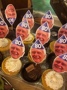 10/25/50/100/150入客製化照片人臉造型蛋糕裝飾插牌，可自訂蛋糕裝飾，適用生日派對、畢業典禮、婚禮伴手禮、週年紀念 - 多色2 - 查看 9