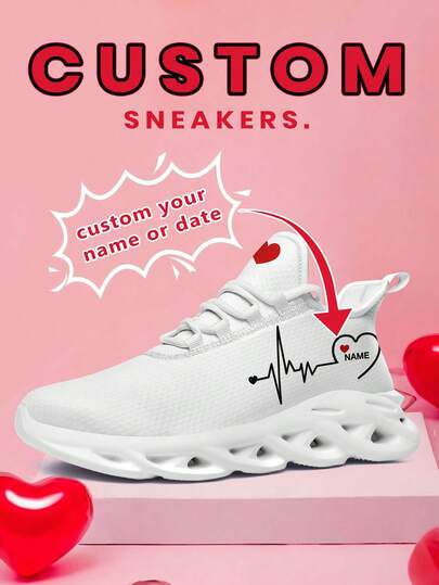 Giày thể thao unisex in tên theo yêu cầu, thiết kế hình trái tim ấm áp, thoải mái với tên người yêu được tùy chỉnh, giày thể thao nhẹ, mềm mại cho nam và nữ, giày tập gym thoáng khí, món quà Valentine độc đáo dành cho mẹ/bố/người yêu/bạn gái/bạn trai/vợ/chồng/bạn bè