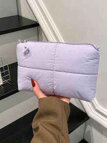 1pc This Stylish Solid-Color, Minimalist Diamond-Patterned Clutch Bag Features A Nylon Zipper Closure. Its Unique Design Makes It A Versatile And Chic Everyday Storage Bag, Available In Multiple Colors. A Must-Have Fashion Item And A Perfect Gift For Friends. - Solid Color Storage Bag - View 6