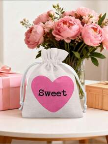 Customized Text, Red/Pink Heart Design Candy Drawstring Bag, Fashion Gift Packaging Bag, Reusable, Suitable For Valentine's Day/Wedding/Birthday Party, Friend Gift Exchange Packaging Bag - Multicolor - View 12