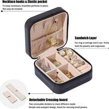 1个旅行便携首饰盒，迷你首饰收纳盒，PU皮革首饰戒指收纳盒，女士/女孩礼品收纳盒，适合圣诞节、新年派对礼物、情人节、婚礼装饰 - 彩色 - 查看 2