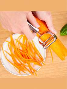 蔬菜切片器：土豆刨丝器、黄瓜切片器、厨房/餐厅用刨丝器；香辣土豆片制作器：木制土豆刨丝器、不锈钢土豆切片器；不锈钢削皮器：多功能果蔬削皮器、土豆削皮器 - 彩色 - 查看 7