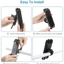 2个通用自行车手机支架，360°旋转硅胶支架，兼容4英寸或6.5英寸手机，安装简便，兼容和安卓手机，生日礼物，送给家人、朋友的礼物，浴室手机支架，手机配件，粘性支架 - 黑色 - 查看 5