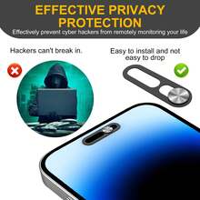 1 Set Privacy Protection Cover Compatible With Apple 17 Pro/17 Pro Max, Includes 1 Front Camera Privacy Cover And 1 Anti-Spy Camera Cover, Easy Adhesive Design, Compatible With Apple 11/12/13/14/15/16/17 Pro Max Applicable To Daily Shield, Office, Home Daily Shield Office Home Lens Protector Phone Camera Cover Waterproof Shockproof Anti-Fall Scratch Resistant - Black - View 6