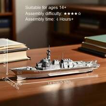 1 Set DIY Metal Assembly Toy Ship Model, For Ages 14+ Only, 3D Puzzle Game Creative Toy Warship Model, Craft Home Decor, Artwork, Birthday Gift - Multicolor - View 5
