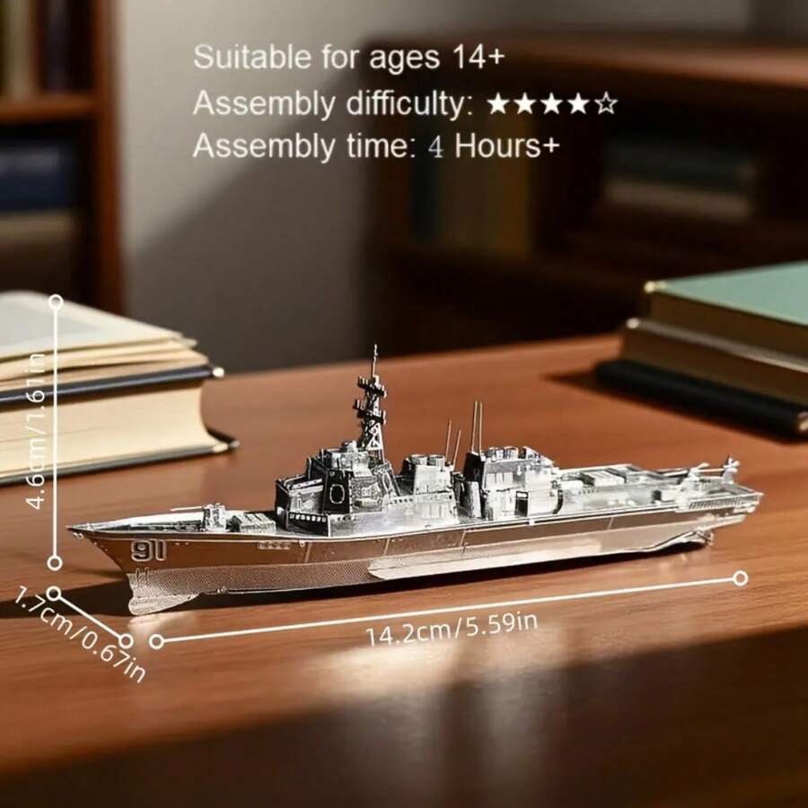 1 Set DIY Metal Assembly Toy Ship Model, For Ages 14+ Only, 3D Puzzle Game Creative Toy Warship Model, Craft Home Decor, Artwork, Birthday Gift