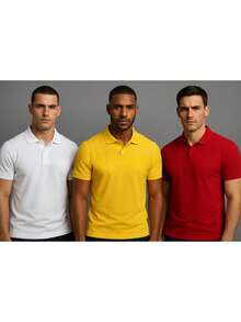 Set Of 3 Men's Casual Basic Stylish Premium Polo Shirts - BỘ 3 - Xem 3