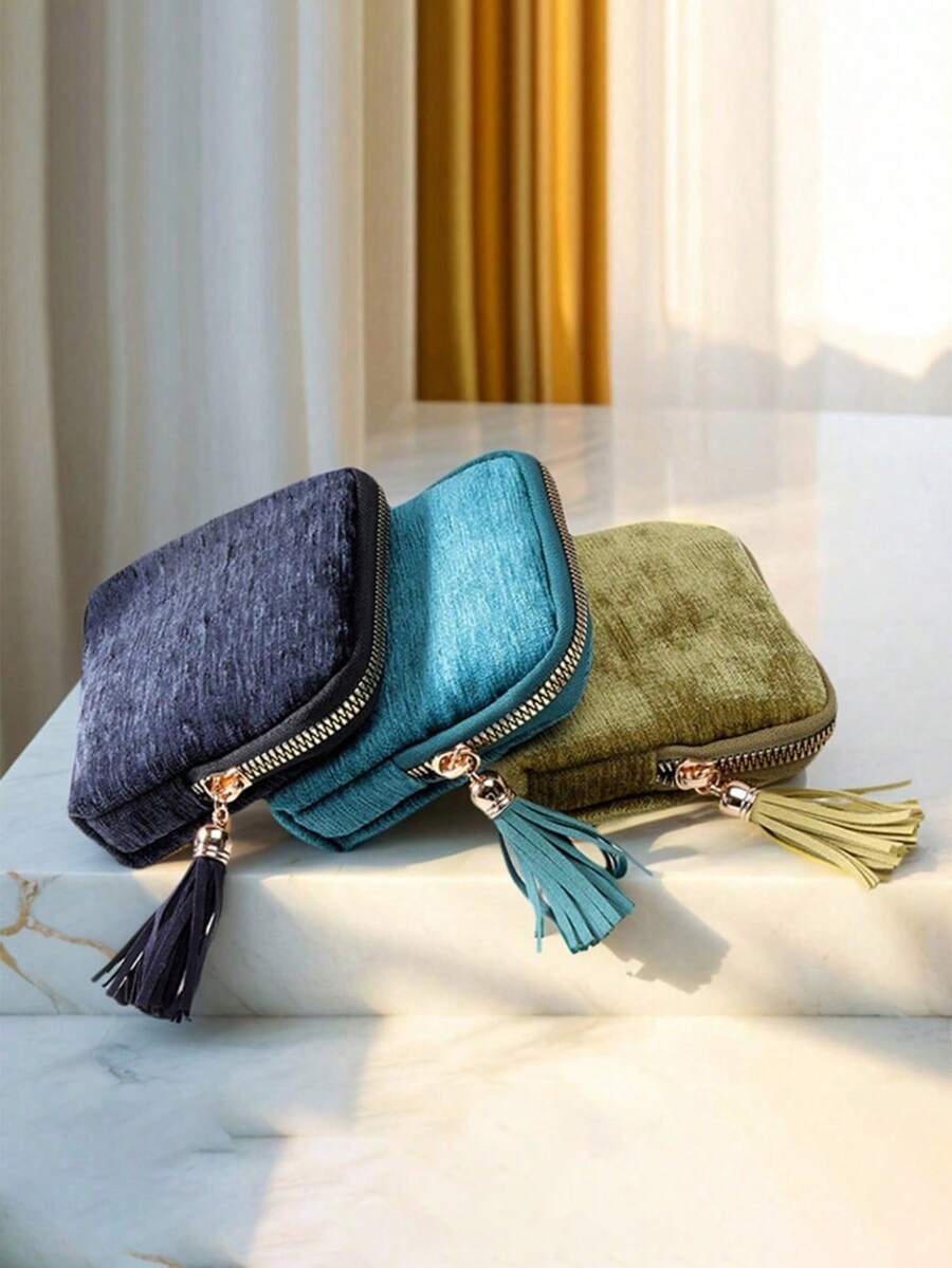 Luxury Jewelry Storage Pouch With Tassel Pendant, Bracelet, Bangle, Jewelry Organizer Zipper Bag