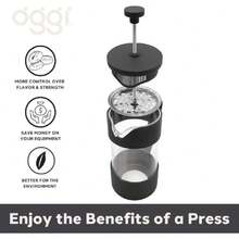 French Press Cafetera (12 onzas) - vidrio de borosilicato, prensa de café, prensa francesa de una sola taza, capacidad de 3 tazas, negro,37856303 - Multicolor - Ver 5