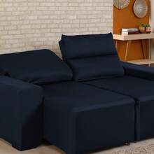 Lira 2-Seater Reclining Sofa Cover Kit With 2 Printed Cushions, Gel Knit Fabric - 藏蓝色 - 查看 1