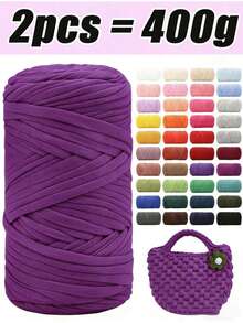 1/2 Pack Premium T-Shirt Yarn - 200g/Skein High Elasticity Roving Yarn, Soft & Stretchy Polyester Yarn, Ideal For Vibrant Crochet & Knitting Projects, Home Decor DIY Crafts Like Weaving, Crochet, Handmade Bags, Baskets, Blankets, Mats, Shoes, Slippers, Pillows And Dolls, Multi-Color Yarn, Polyester Yarn, Weaving Supplies - Multicolor - View 10