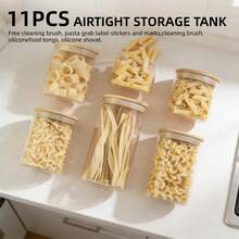 11-Piece Glass Jar Combination Set, 2 Piece: 1135ml (38 Ounces), 2 Pieces 850ml (28.5 Ounces), 2 Pieces 495ml (16.8 Ounces), Wide-Mouth Transparent Glass Food Storage Containers, Which Can Be Used To Store Coffee Beans, Noodles, Nuts And Other Glass Kitchen Utensils; Glass Jar With Labels, Stickers, Pens, Rose Gold Spoons. Good Gifts - Bộ 11 món - Xem 2