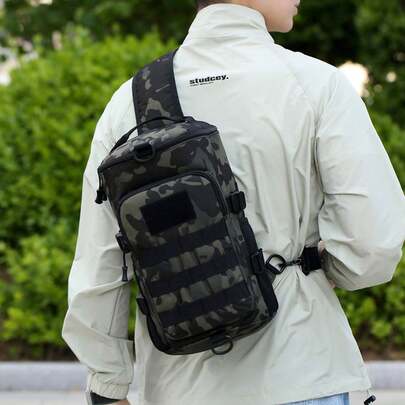 Camouflage Tactical Chest Bag, Casual Cycling Sports Backpack For Men, Outdoor Camouflage Hiking Chest Bag, Multi-Functional Backpack