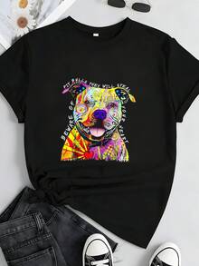 Funny-Beware-Of-Pit-Bulls,-Artistic-Pitbull-Original-T-Shirt - Đen 3 - Xem 2