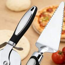 2 buc. Roată de tăiat pizza premium și pala de pizza - Feliator de pizza ultra ascuțit din oțel inoxidabil cu mâner moale antiderapant - Tăietor multifuncțional pentru pizza, aluat și produse de patiserie - Mașină de spălat vase, ușor de curățat - Negru - Multicolor - Vizualizare 6