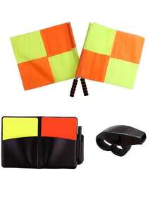 一套专业足球裁判装备 - 红黄牌、哨子、边线旗、足球训练及比赛用具 - 彩色 - 查看 10