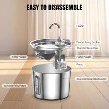 Vandise Cat Dog Water Bowl 2.2L, Circulating Fountain With Triple Filtration System, Ultra Quiet Pump And LED Indicator - 2.2L - View 3